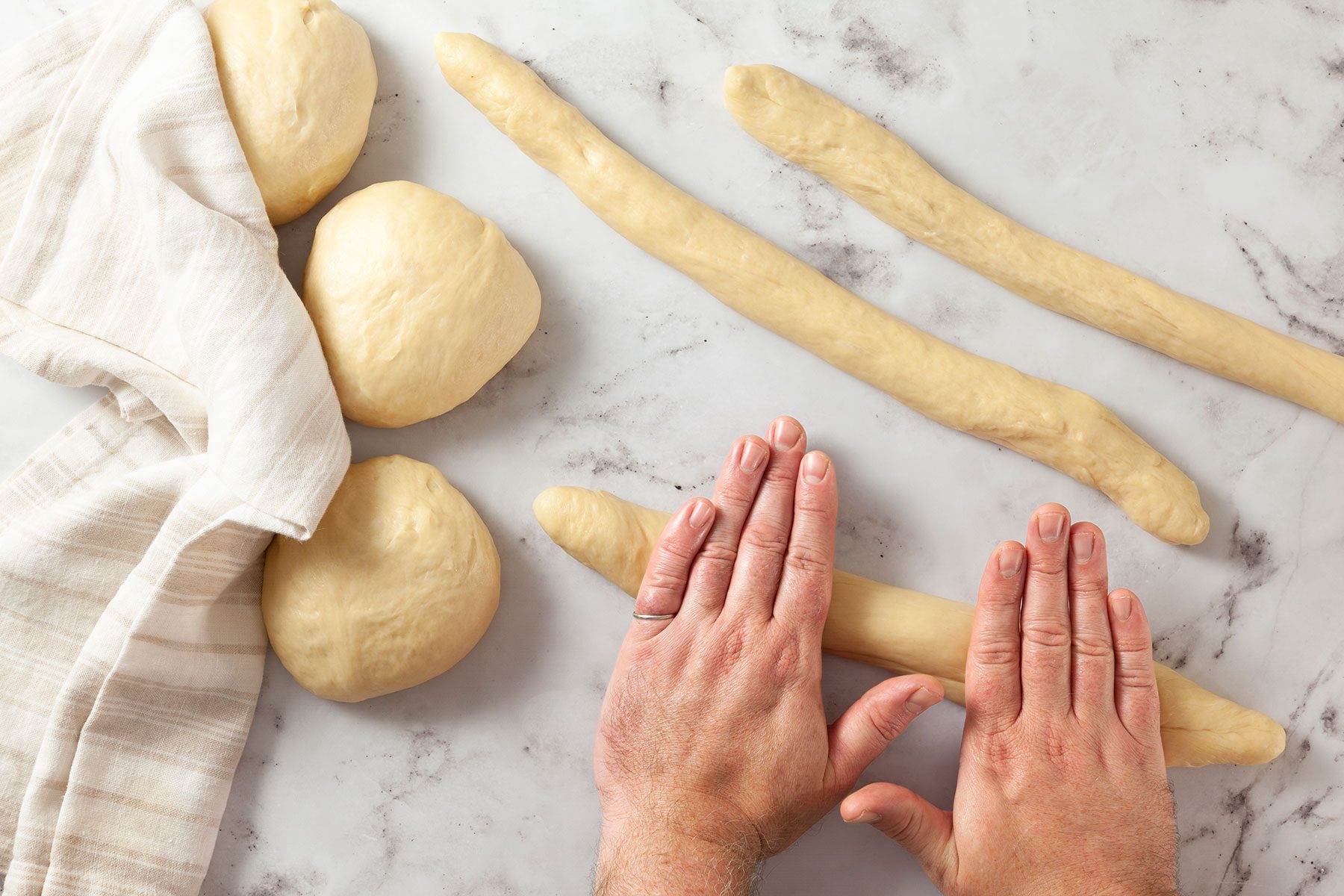 Rolling the dough into rope