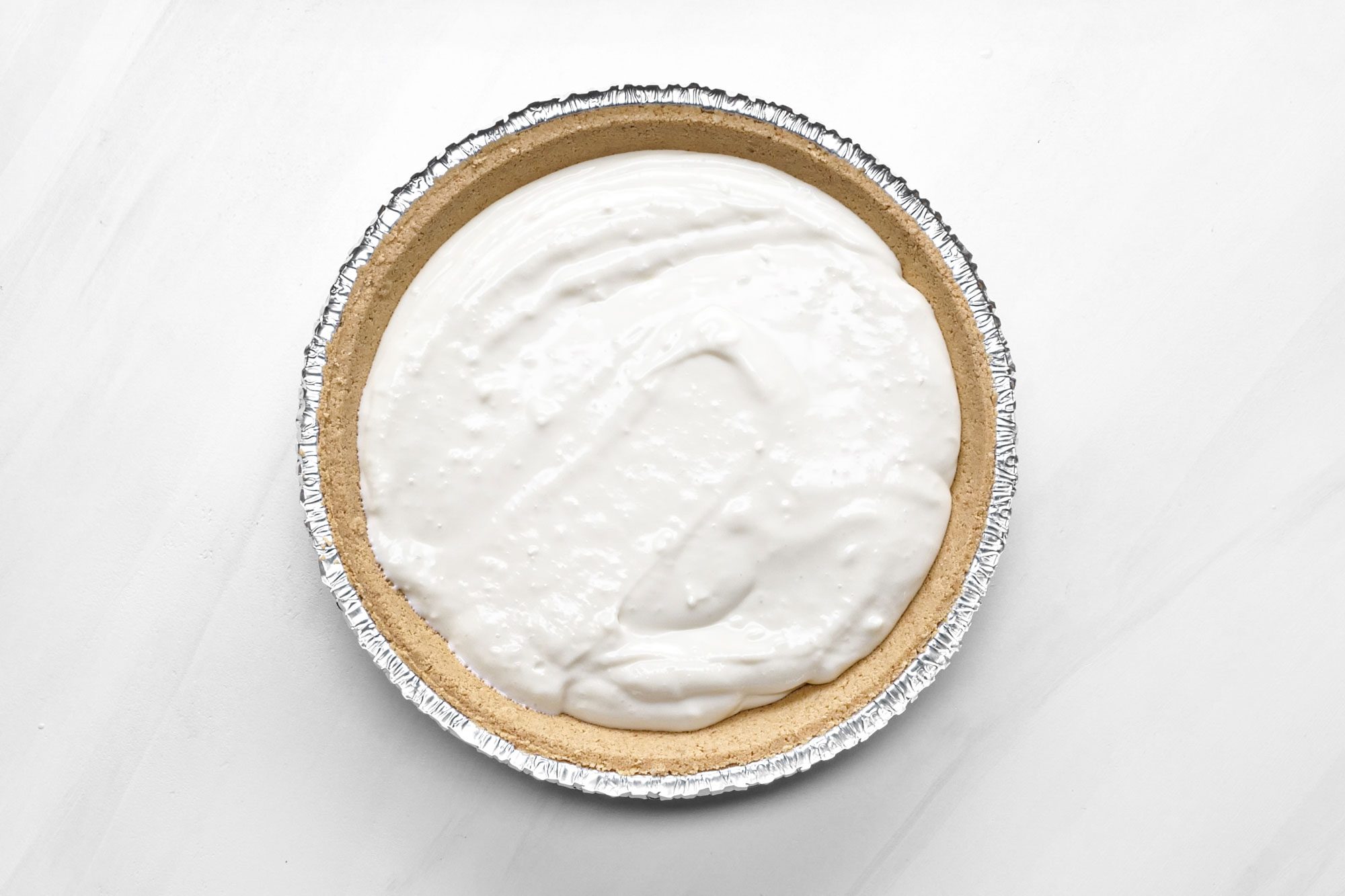 No Bake Pie on a marble surface