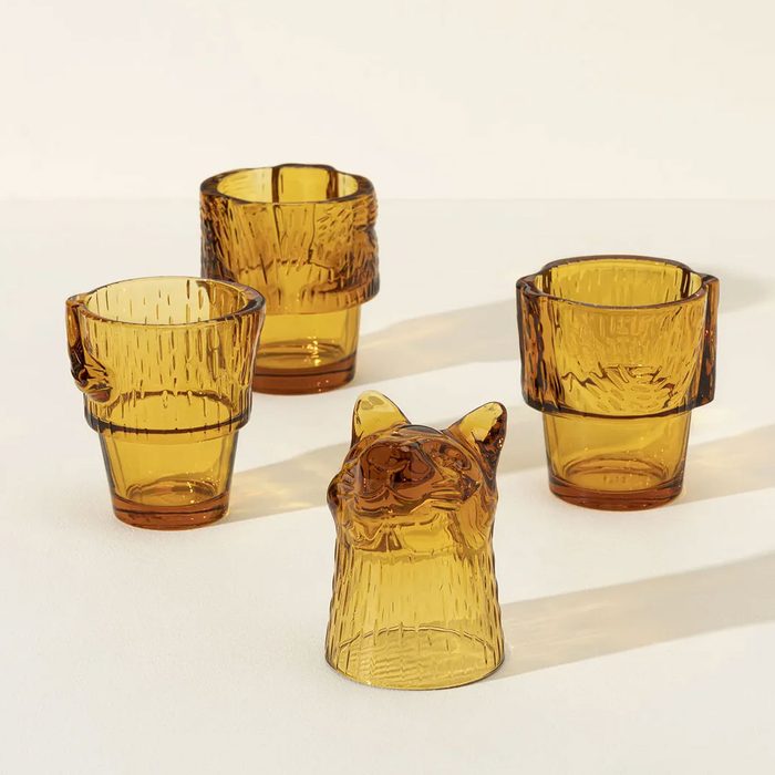 Amber Cat Stacking Glass Set