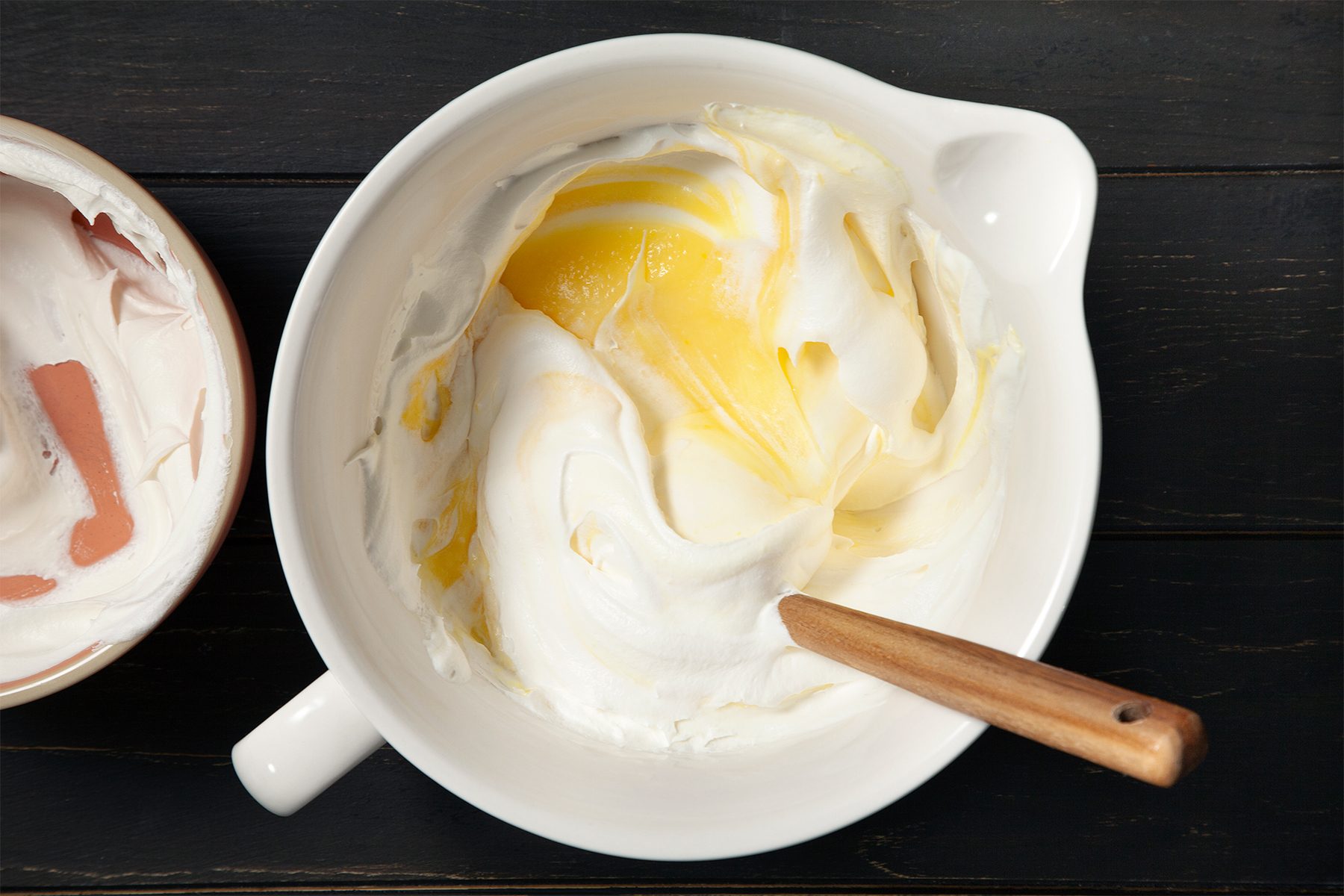 A bowl of milk and pudding mixture