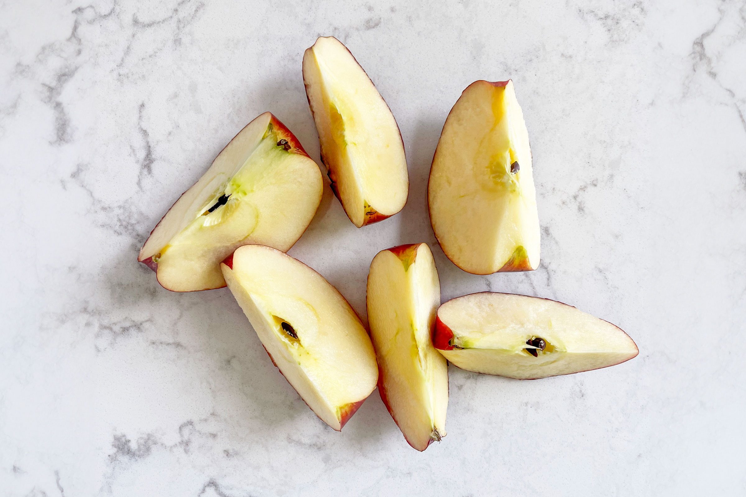 apple slices on counter top