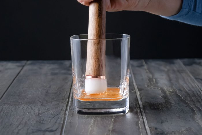 Add sugar and bitters in glass