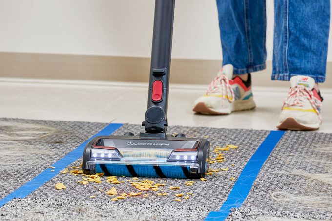 Cleaning the carpet with Shark vacuum