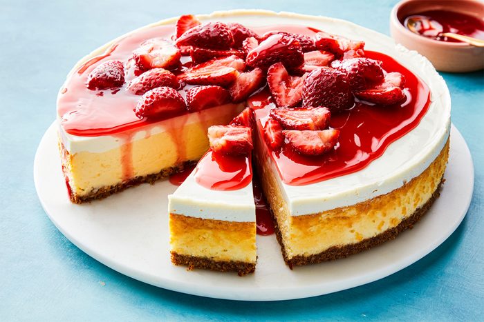 Strawberry Cheesecake slice cut up