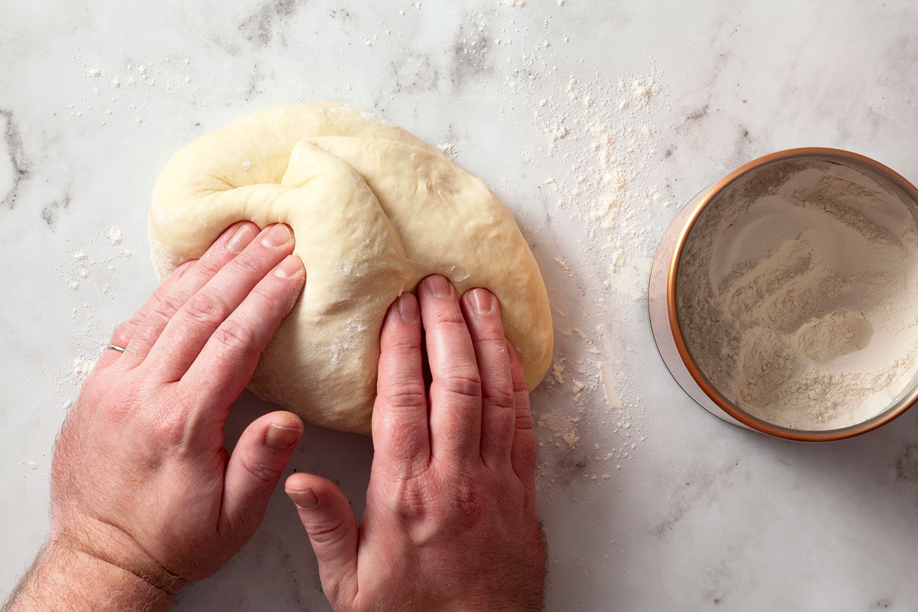 Kneading the dough with hands