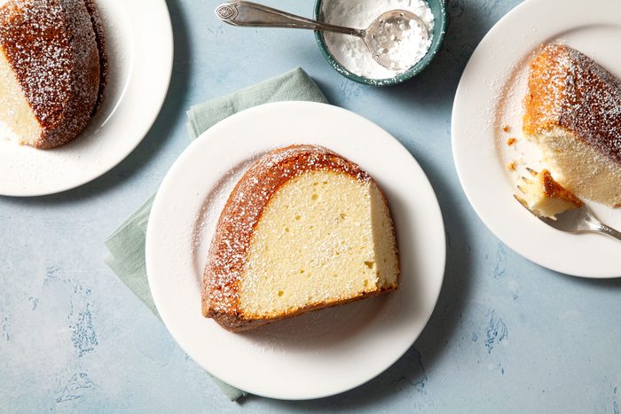 Sliced Buttermilk Pound Cake in a serving plate