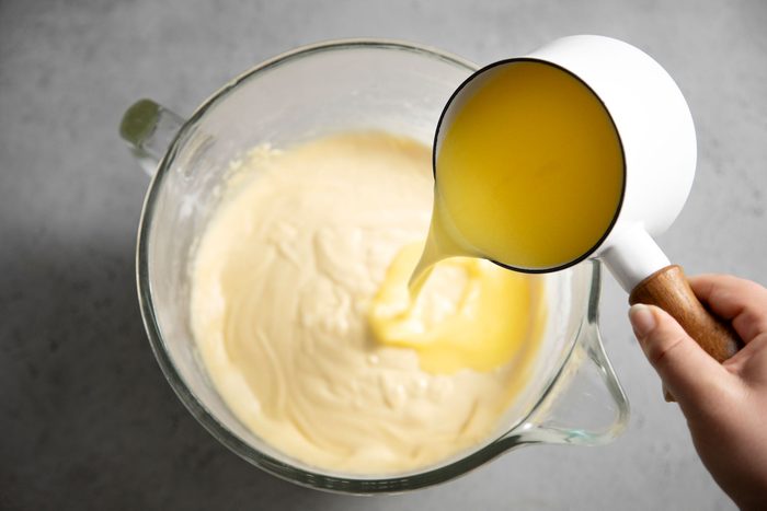 Add the beaten eggs in the batter