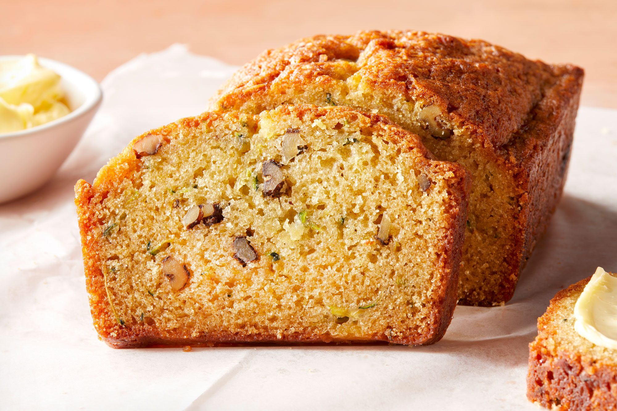 close shot of pina colada bread slices served with butter
