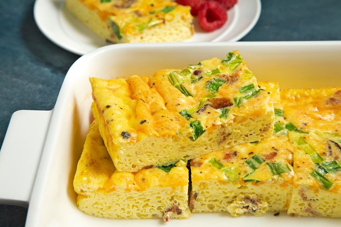 A Baking Tray of Bacon And Egg Casserole