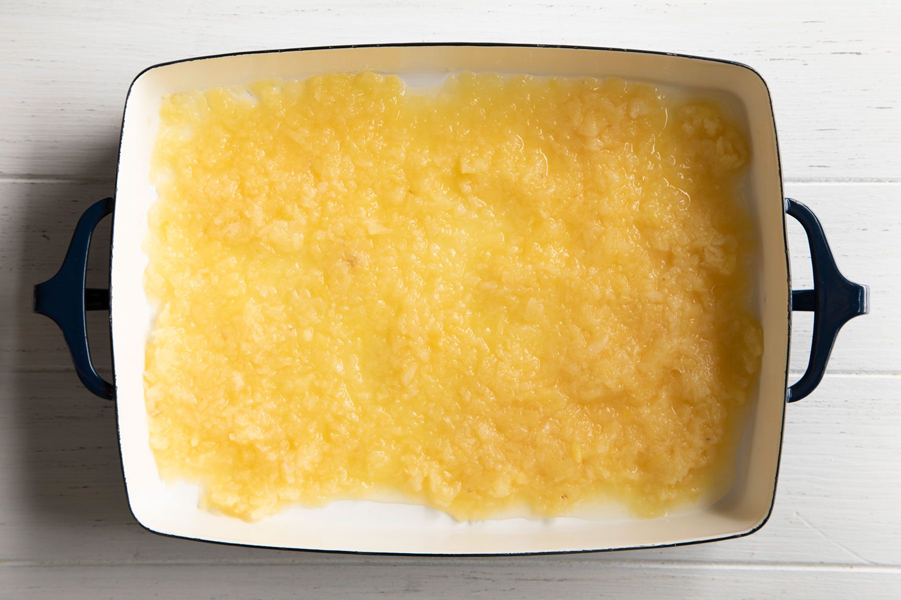 add fruit to the baking dish for dump cake