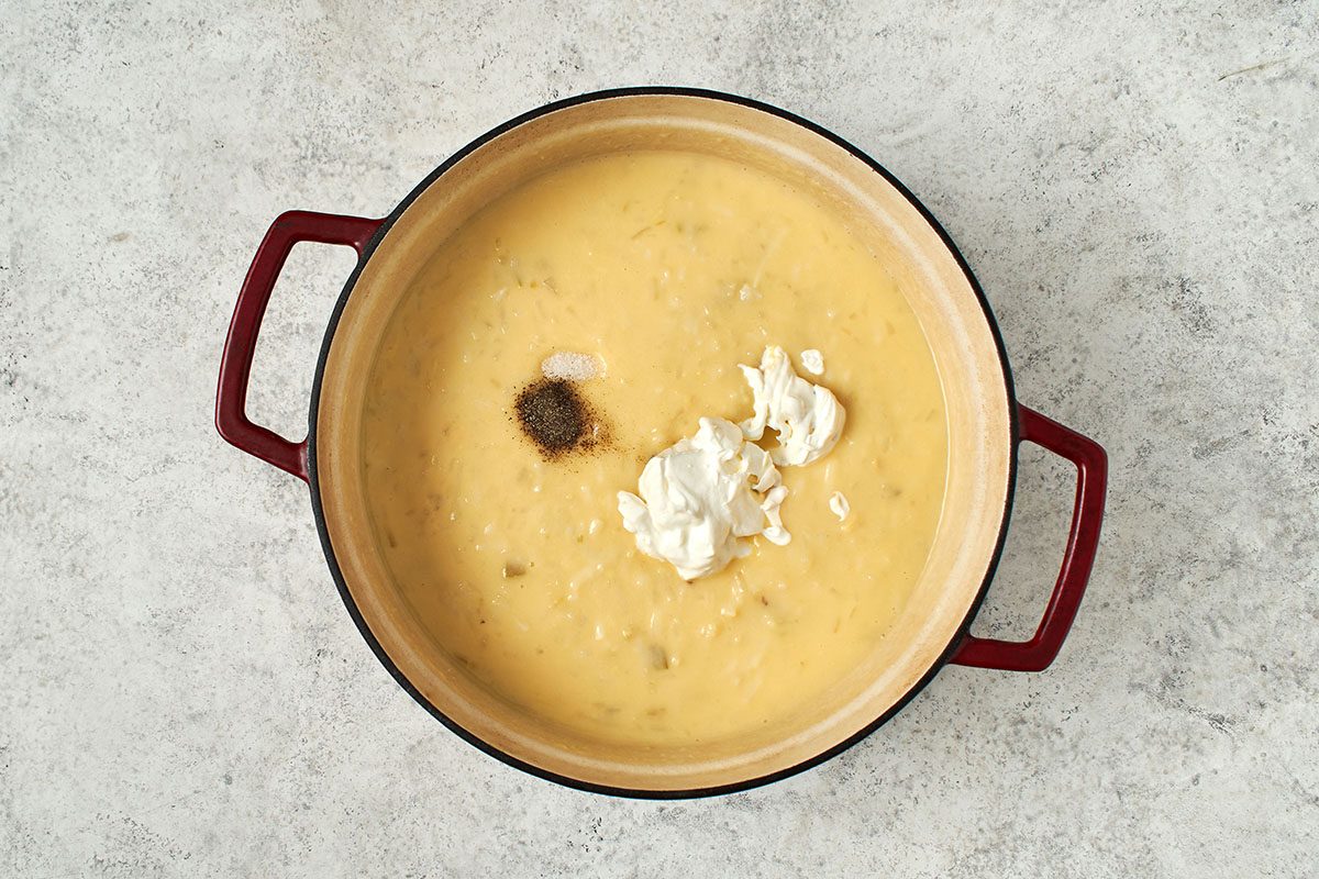 Finish soup with sour cream.