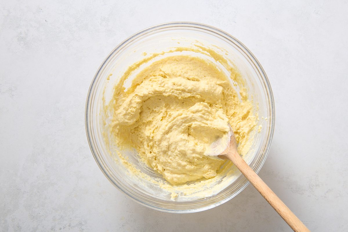 Stirring the cornbread batter