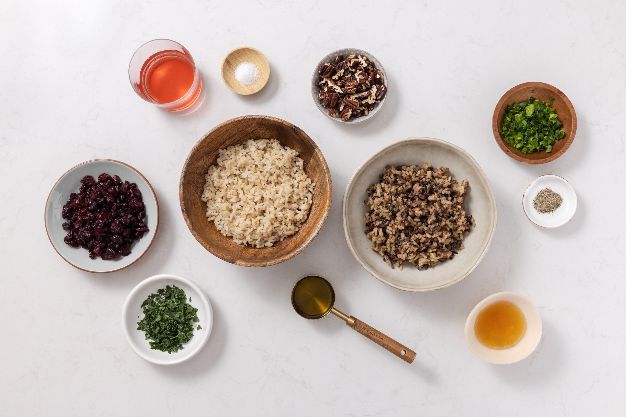 Ingredients For Wild Rice Salad On Kitchen Counter.