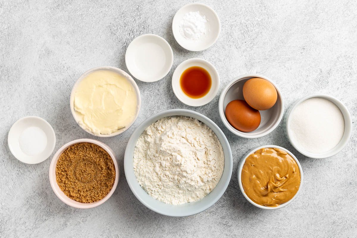 Taste of Home Chewy Peanut Butter Cookies recipe photo of the ingredients.
