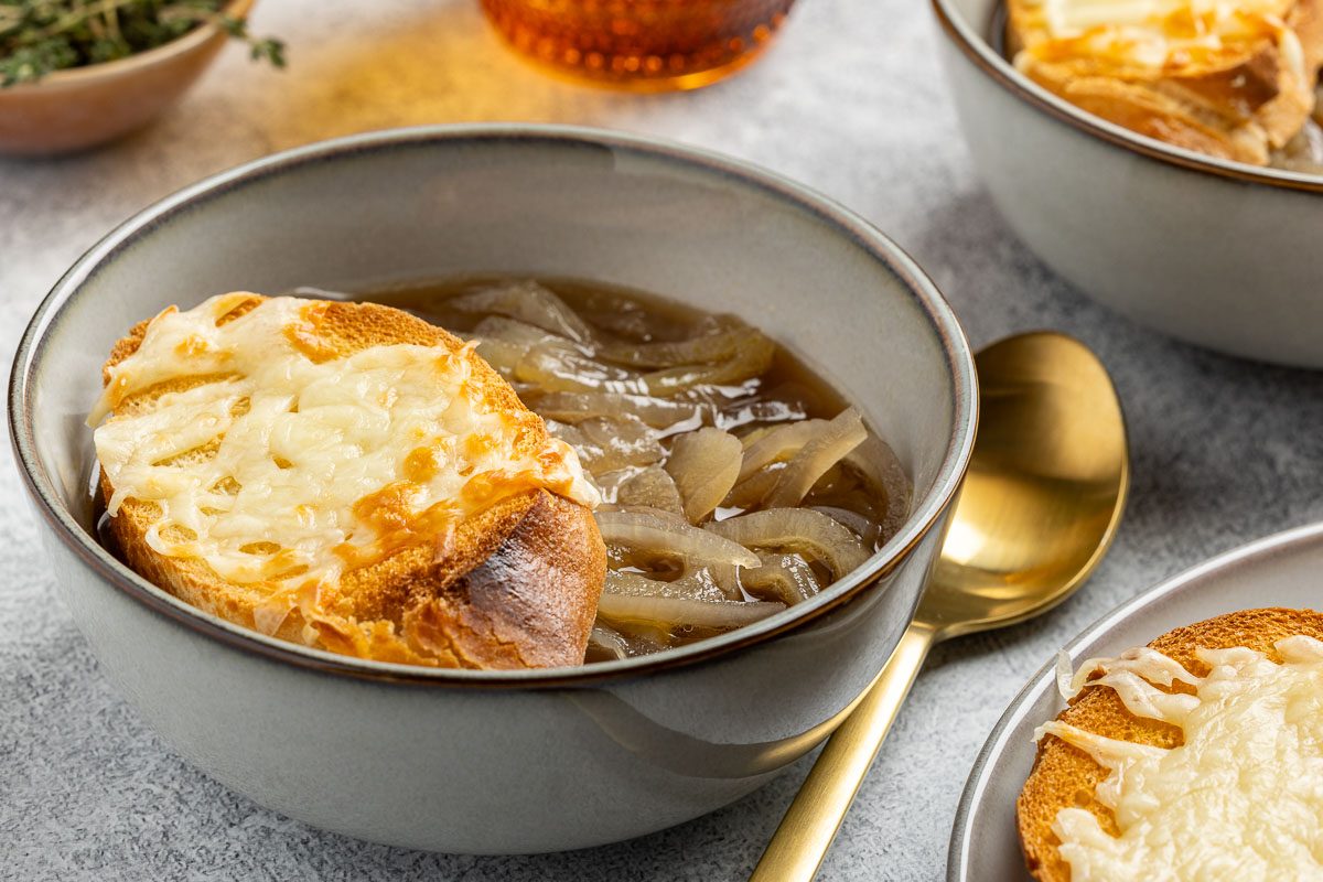 Taste of Home Crock Pot French Onion Soup recipe photo of the finished recipe.