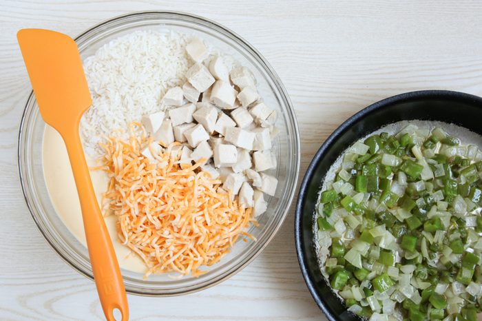 Mexican Chicken Casserole ingredients ready to combine