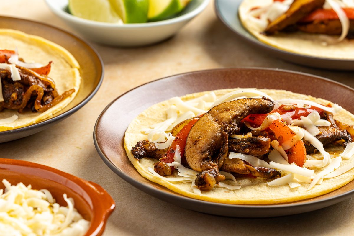 Taste of Home Mushroom Tacos recipe photo of the finished recipe served on plates.