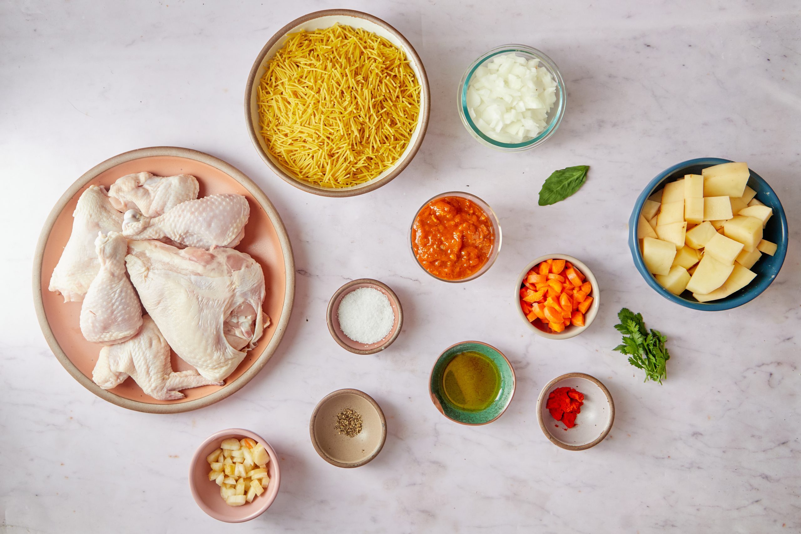 Ingredients for Spanish chicken soup