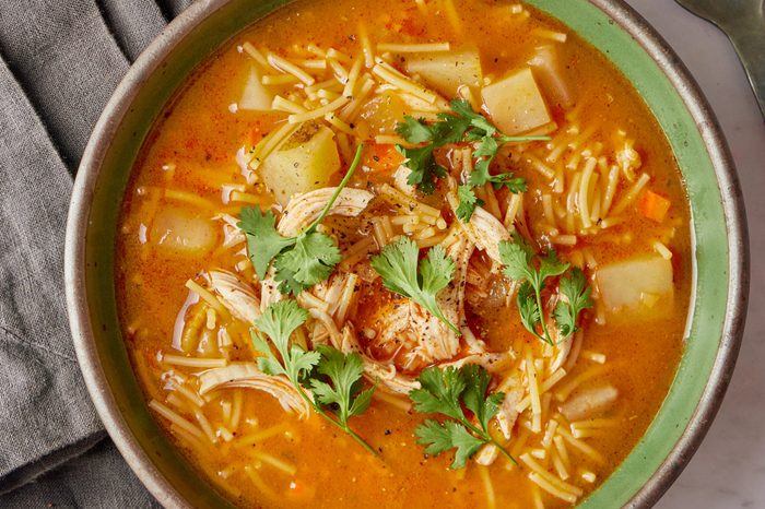Spanish chicken soup is a delicious, nourishing dinner.