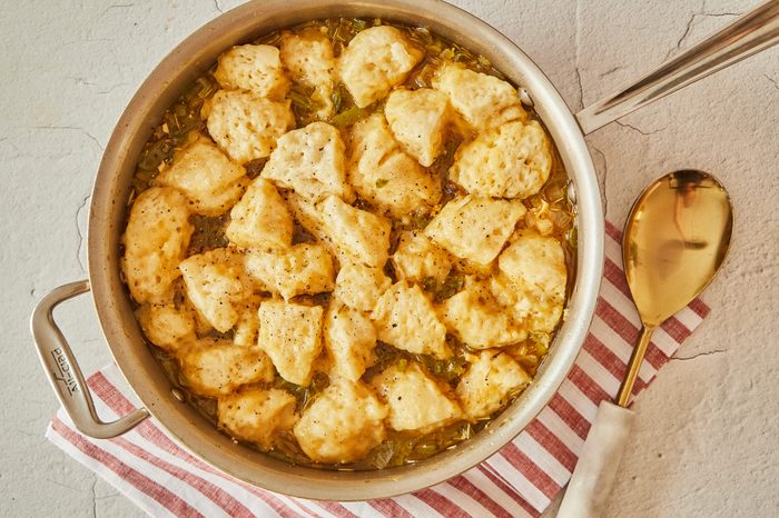These easy chicken and dumplings are a new weeknight favorite.
