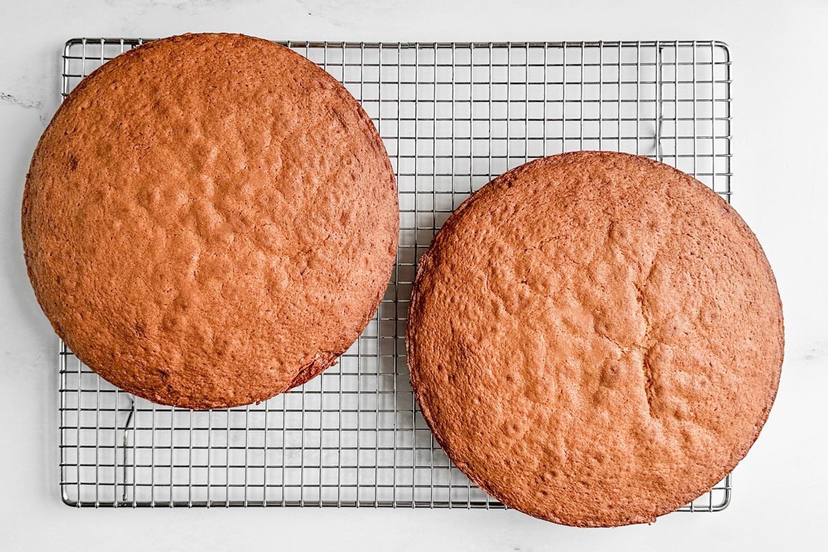 Taste of Home Butterscotch Cake layers on a wire rack