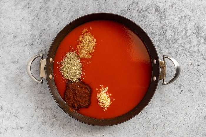 Taste of Home Cheese Enchiliadas recipe photo of making the sauce.