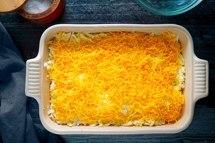 Base of casserole in baking oven pan