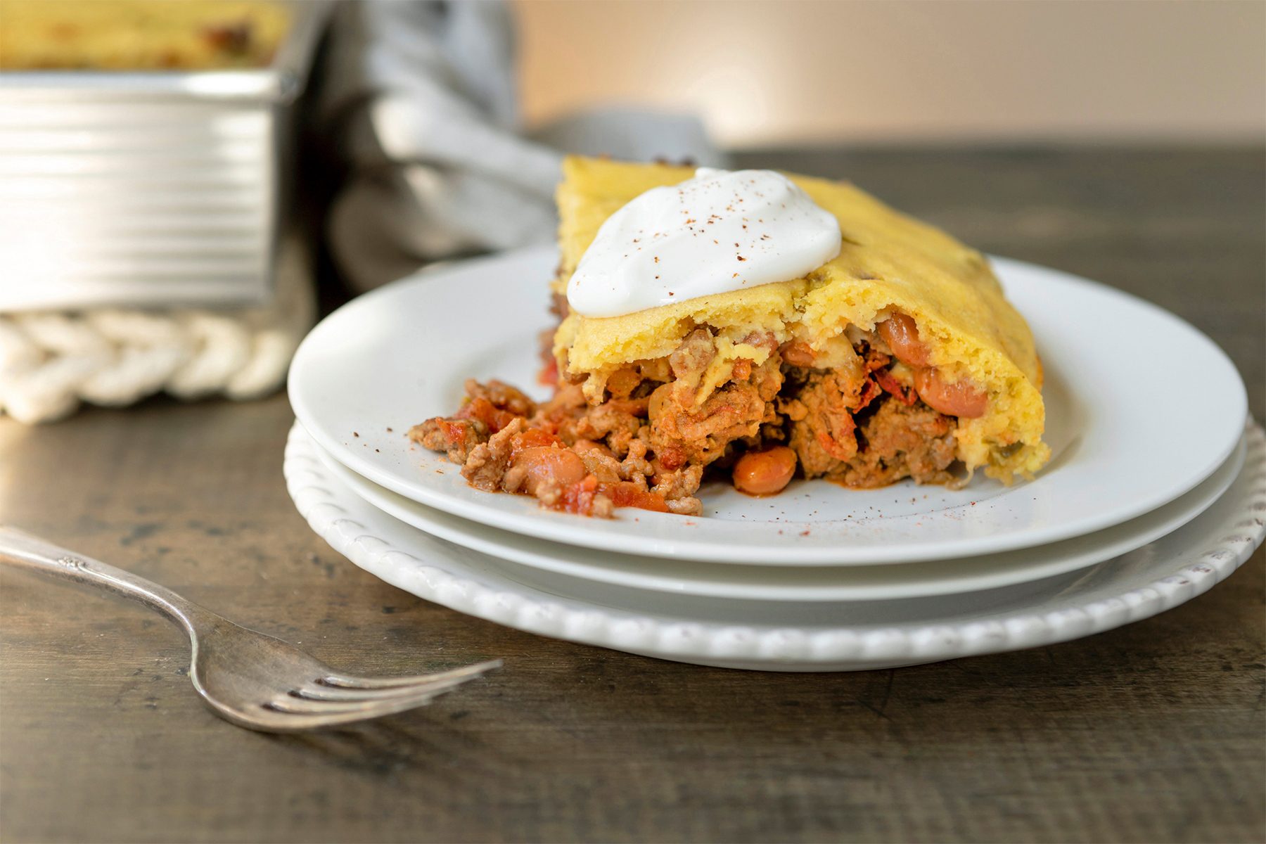Casseroel is ready and served in a plate