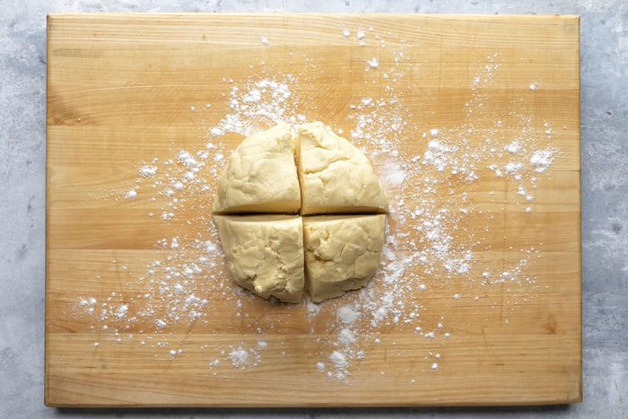 Divide dough into 4 portions