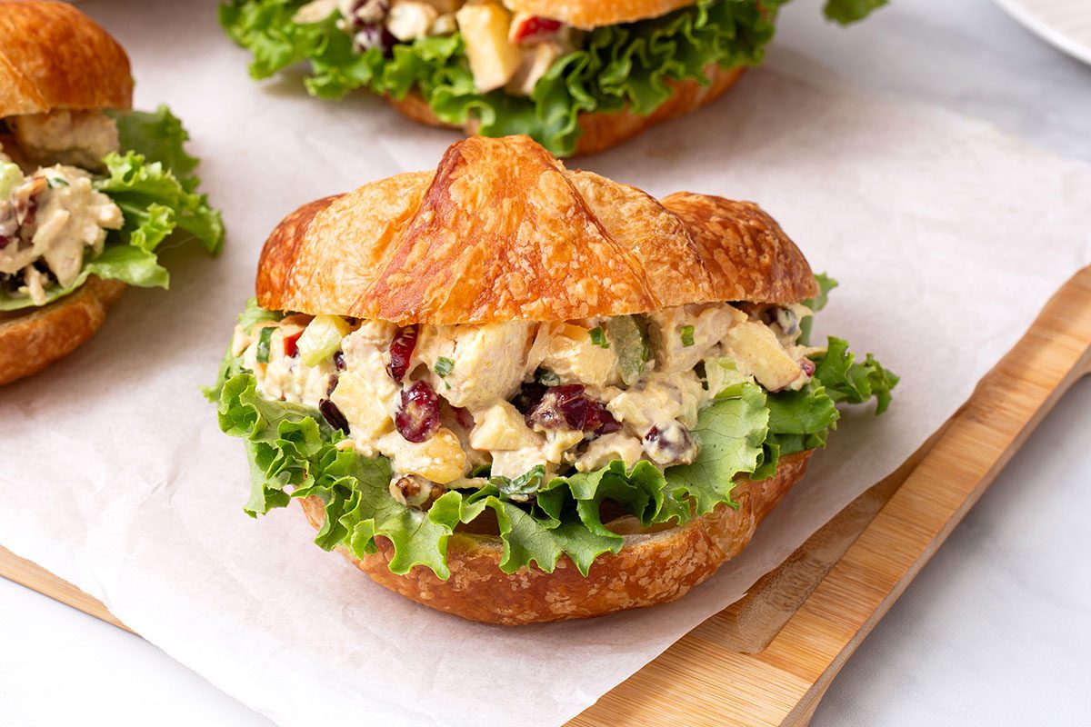 Curry Chicken Salad on a cutting board