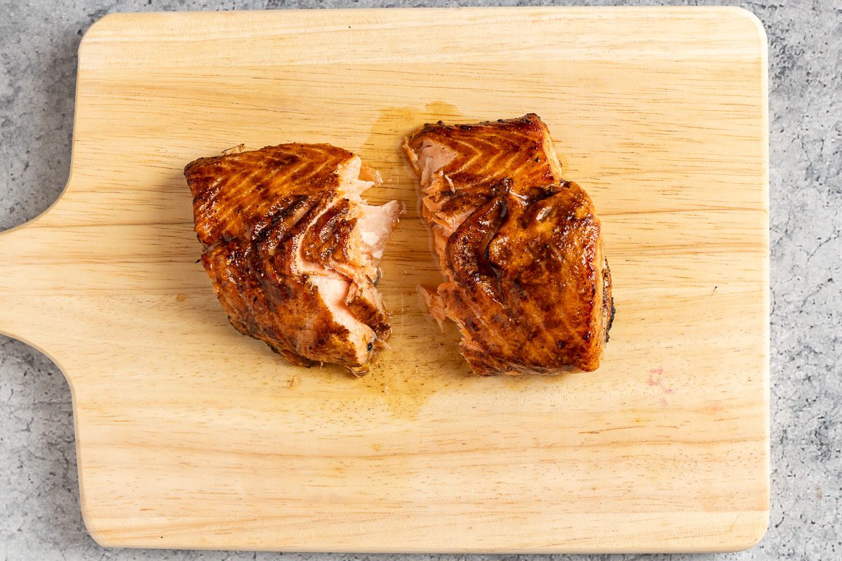 Taste of Home Salad with Salmon recipe photo of the cooked salmon.