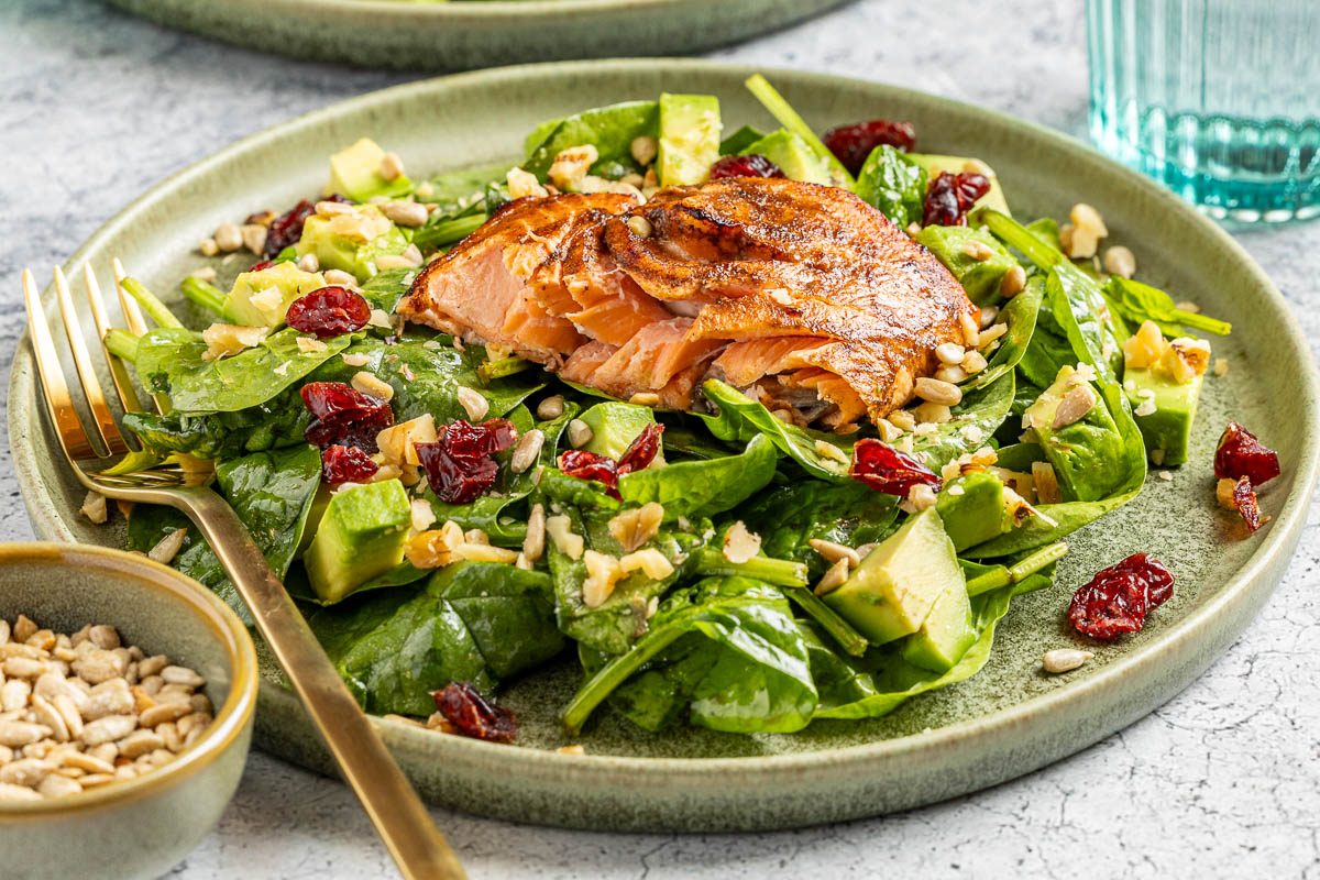 Taste of Home Salad with Salmon photo of the finished recipe.