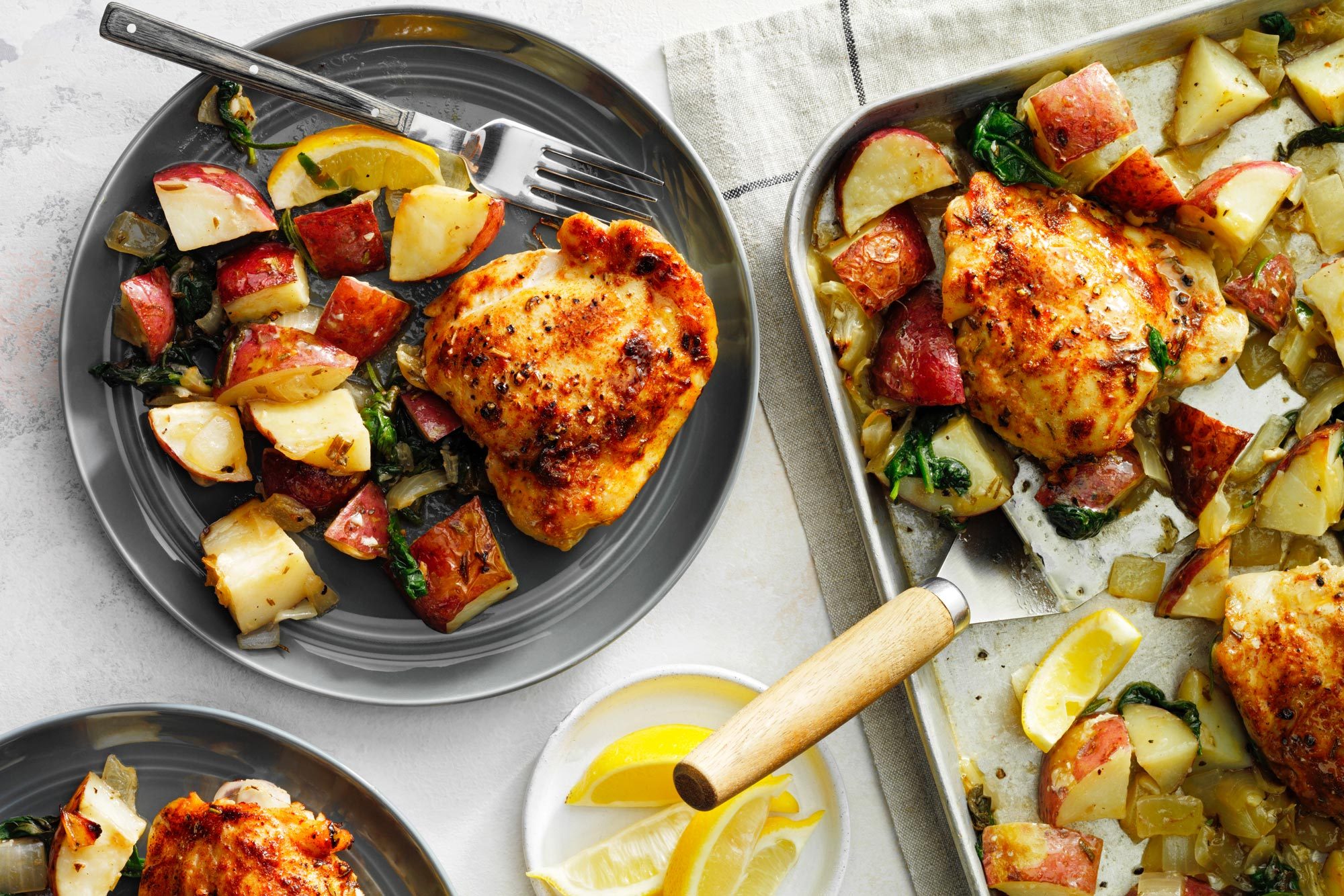 Sheet Pan Chicken And Veggies served in plate