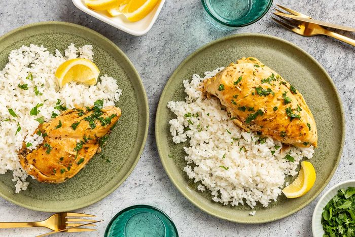 Taste of Home Slow Cooker Lemon Chicken recipe photo of the finished recipe served on plates.
