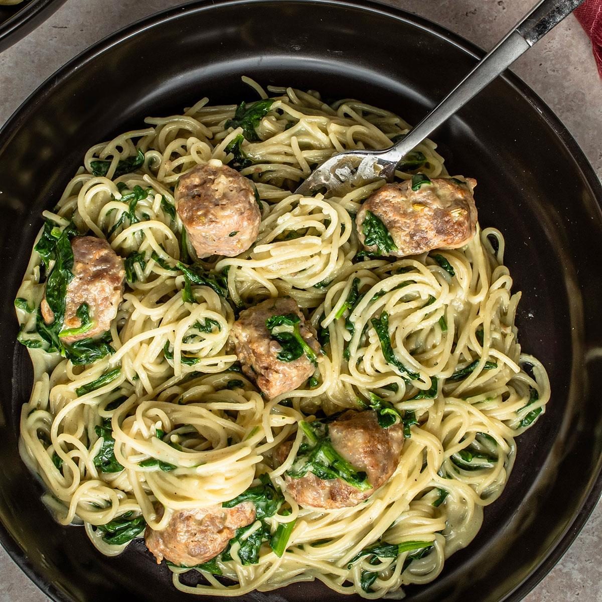 Angel Hair Pasta With Sausage And Spinach Exps Tohd24 50260 Melissapatterson 14