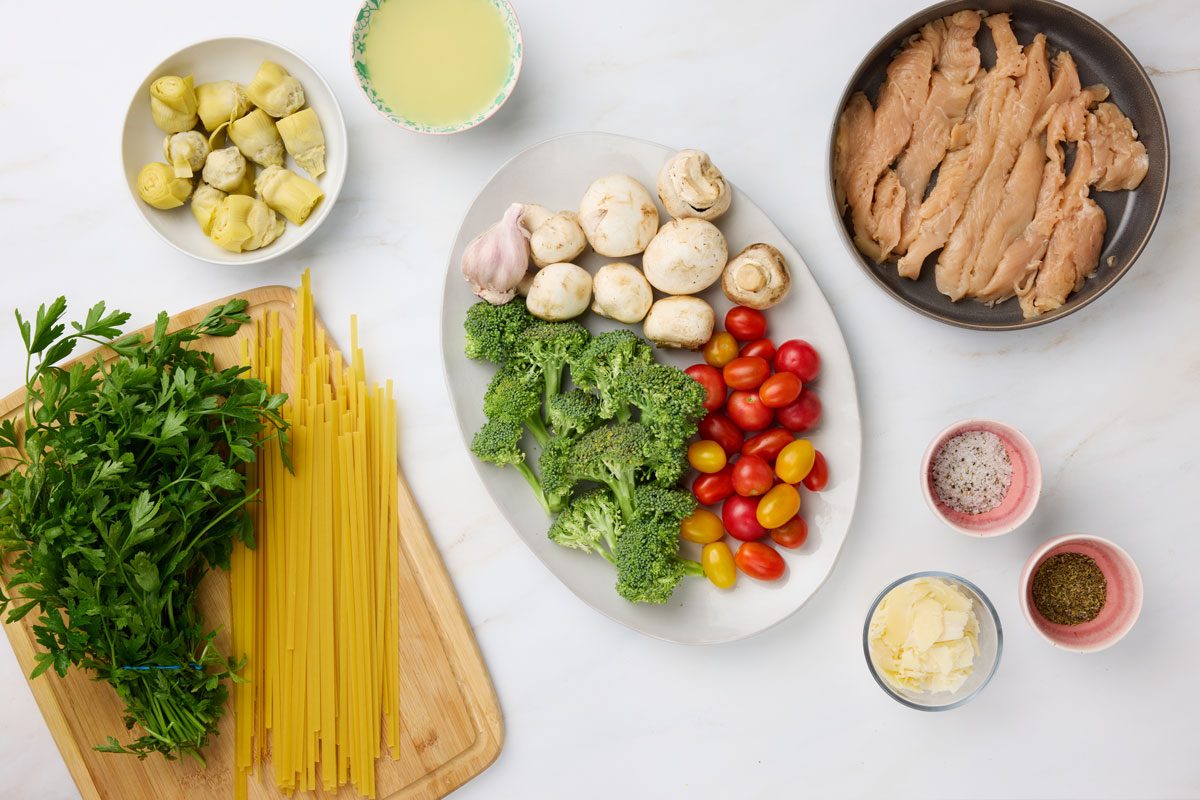 Artichoke Chicken Pasta ingredients
