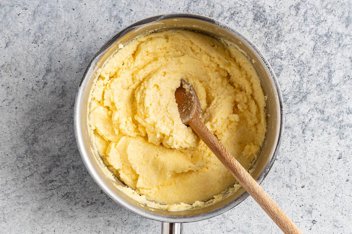 Taste of Home Beef with Polenta photo of the cooked polenta.