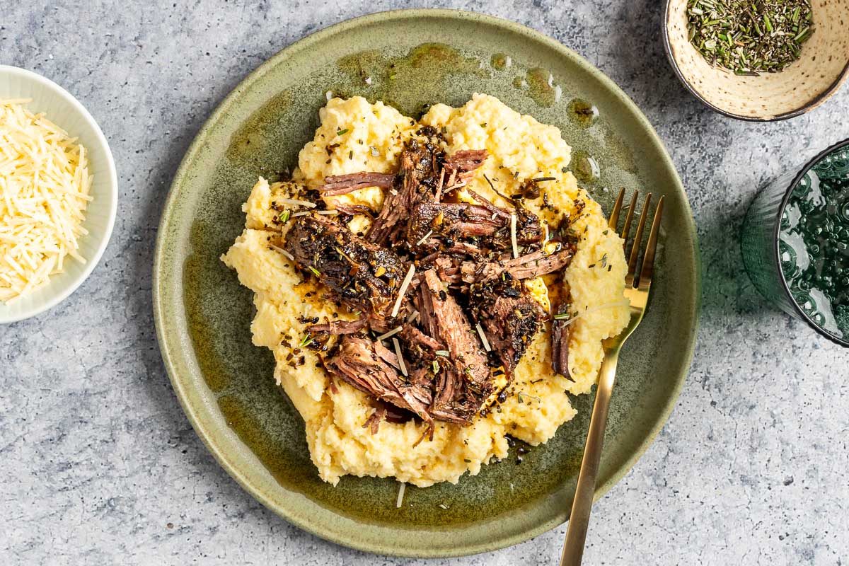 Taste of Home Beef with Polenta photo of the finished recipe.