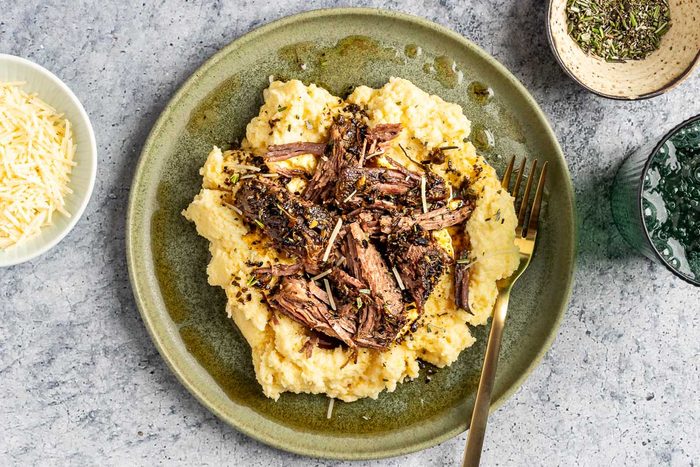 Taste of Home Beef with Polenta photo of the finished recipe.