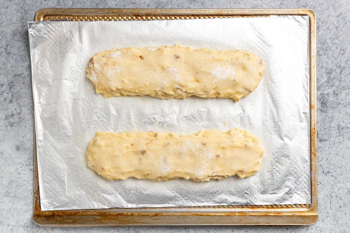 forming the logs for the biscotti