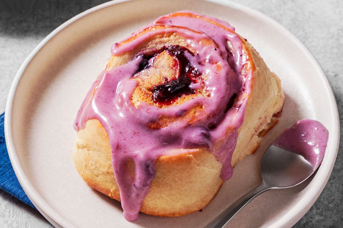 close Shot of a Blueberry Cinnamon Rolls plated