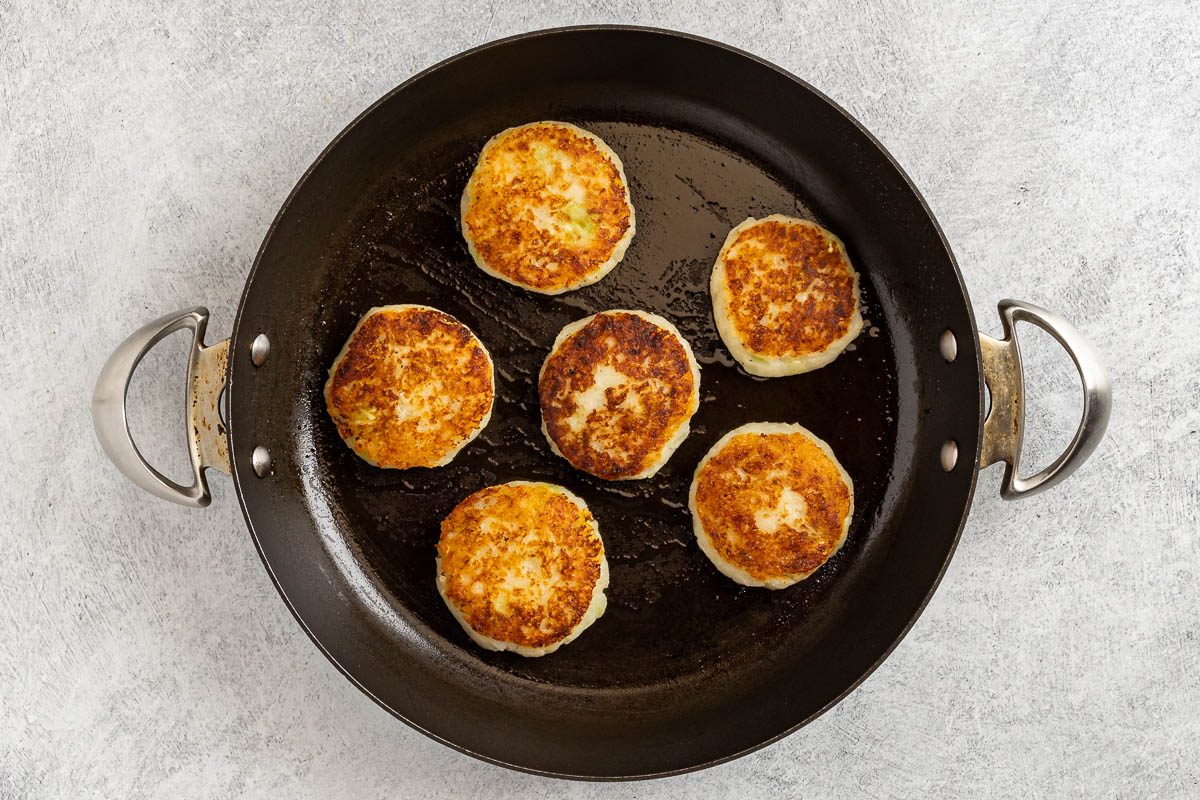 Bubble and Squeak served on a plate in a skillet