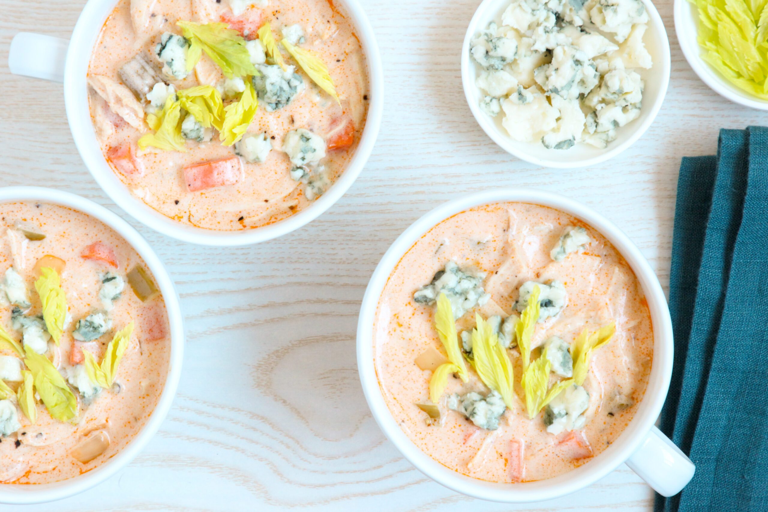 Buffalo Chicken Soup in mugs