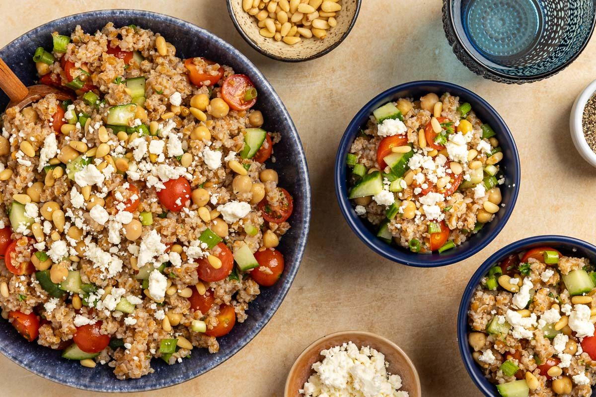 Bulgur Salad served into bowls.