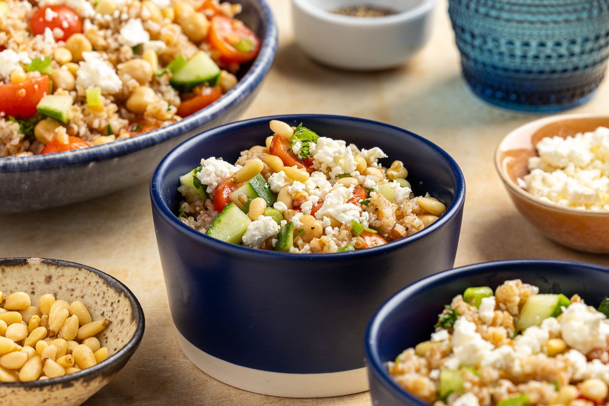Bulgur Salad served into bowls.