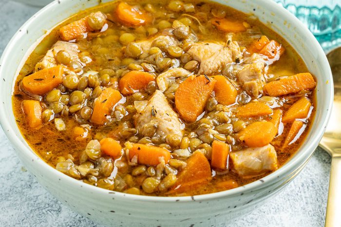 Taste of Home Chicken Lentil Soup photo of the finished recipe served in bowls.