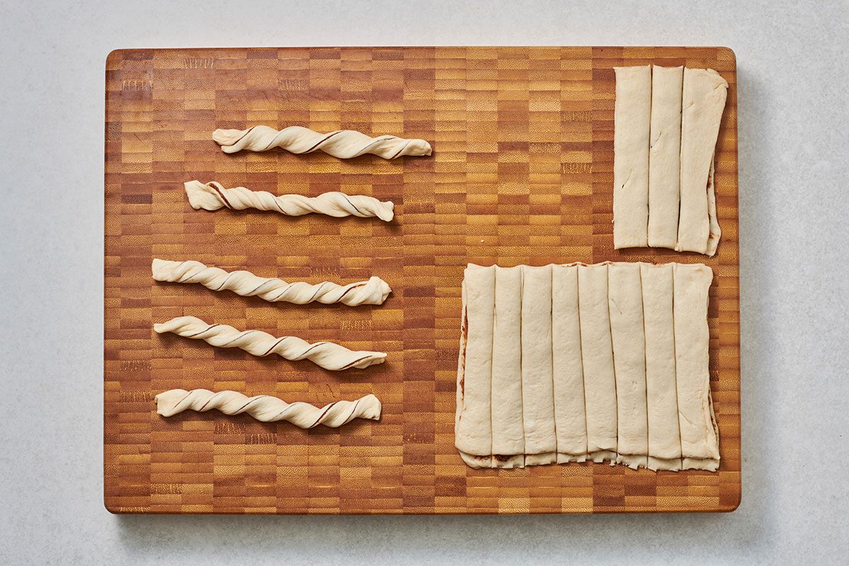 Forming the crescent roll cinnamon twists