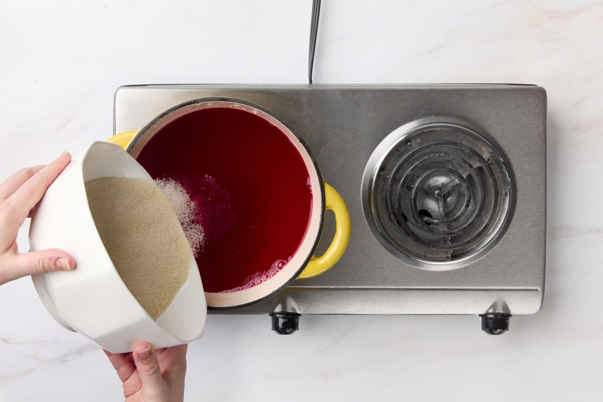 combine the juice and sugar