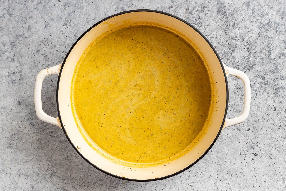 Taste of Home Cream of Vegetable Soup photo of the blended soup.