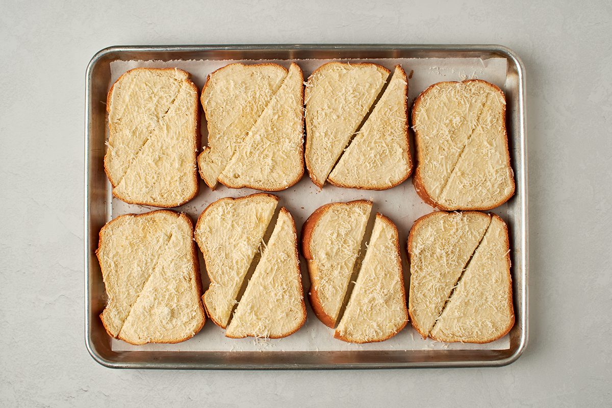 Add toppings to bread